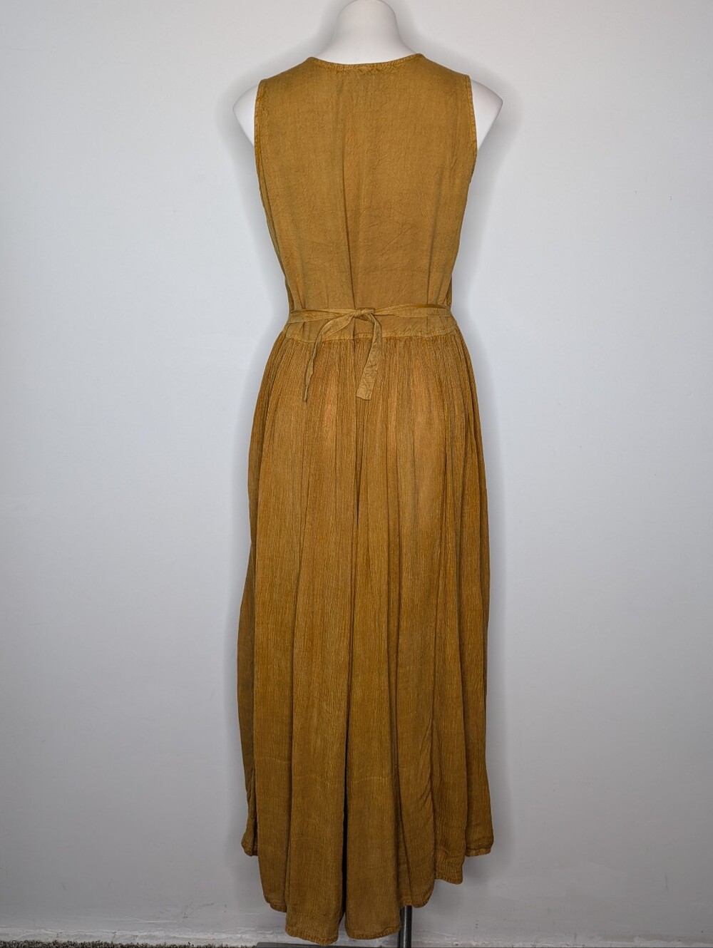 Vintage MPH Brown Hippie Boho Sleeveless Button Top Dress M - Picture 4 of 6